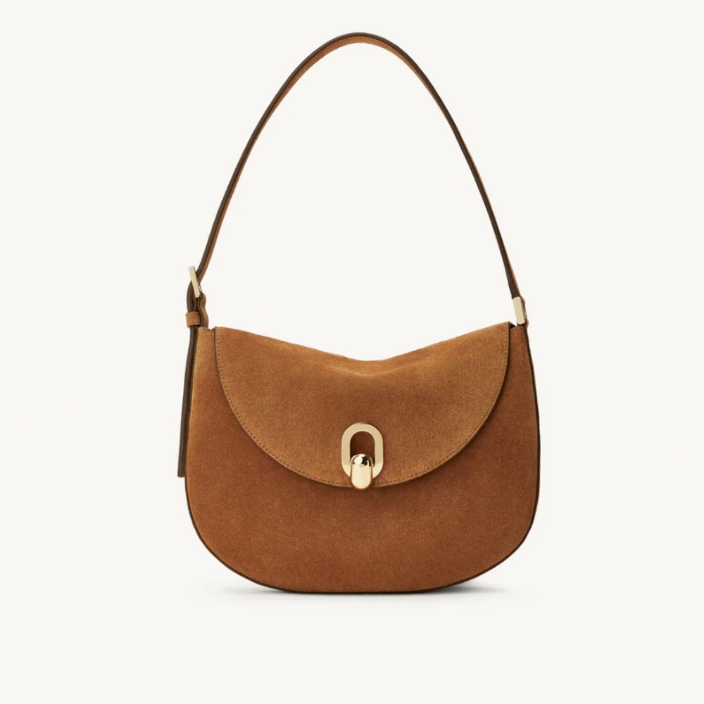 Savette Tondo Hobo Saddle Suede Shoulder Bag